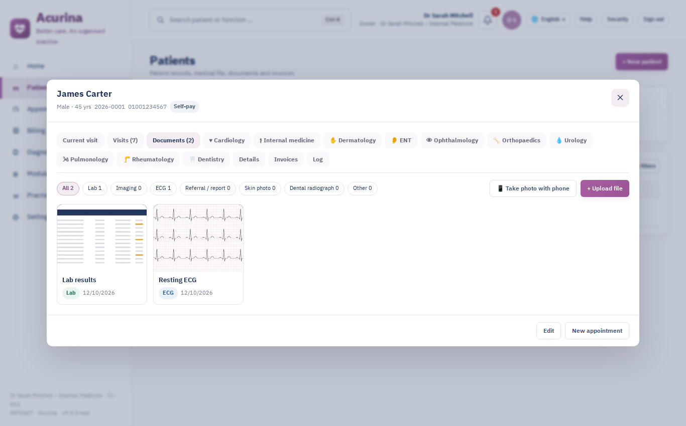 The patient’s documents